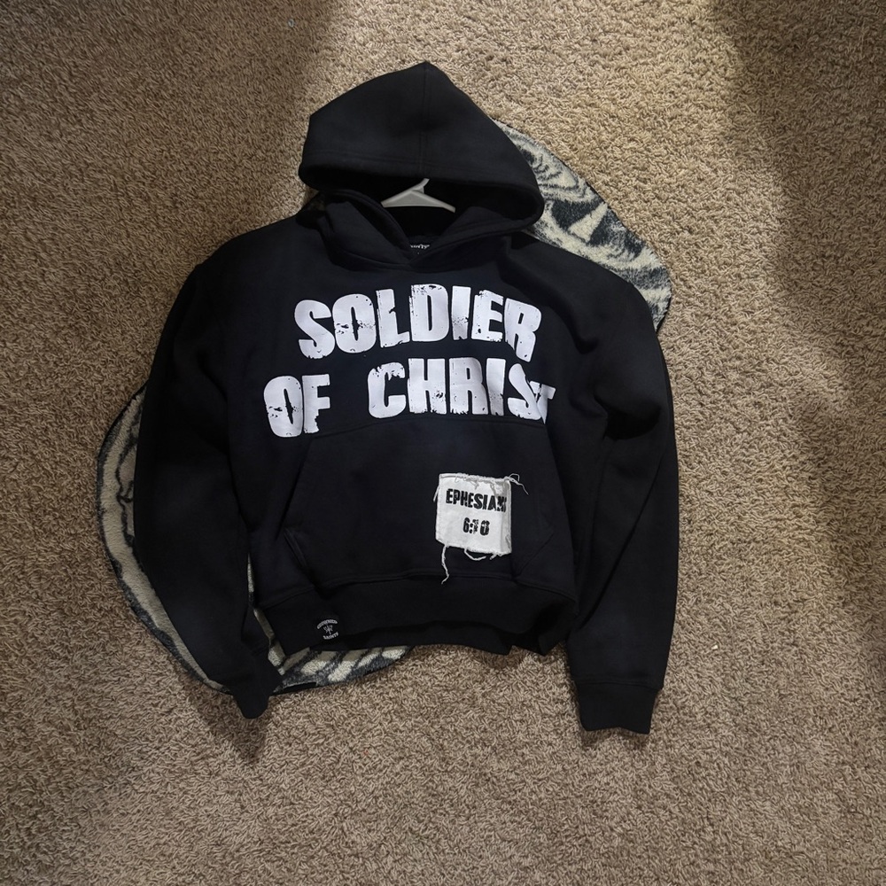 Crown Black Pullover Hoodie with Label